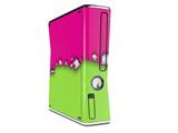 Ripped Colors Hot Pink Neon Green Decal Style Skin for XBOX 360 Slim Vertical