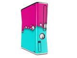 Ripped Colors Hot Pink Neon Teal Decal Style Skin for XBOX 360 Slim Vertical