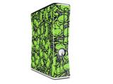 Scattered Skulls Neon Green Decal Style Skin for XBOX 360 Slim Vertical