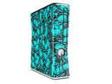 Scattered Skulls Neon Teal Decal Style Skin for XBOX 360 Slim Vertical