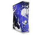 Halftone Splatter White Blue Decal Style Skin for XBOX 360 Slim Vertical