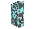 WraptorCamo Old School Camouflage Camo Neon Teal Decal Style Skin for XBOX 360 Slim Vertical