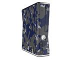 WraptorCamo Old School Camouflage Camo Blue Navy Decal Style Skin for XBOX 360 Slim Vertical