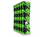 Houndstooth Neon Lime Green on Black Decal Style Skin for XBOX 360 Slim Vertical