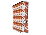 Houndstooth Burnt Orange Decal Style Skin for XBOX 360 Slim Vertical