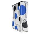 Lots of Dots Blue on White Decal Style Skin for XBOX 360 Slim Vertical