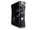 Chrome Skull on Black Decal Style Skin for XBOX 360 Slim Vertical