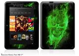 Flaming Fire Skull Green Decal Style Skin fits 2012 Amazon Kindle Fire HD 7 inch