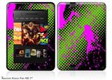 Halftone Splatter Hot Pink Green Decal Style Skin fits 2012 Amazon Kindle Fire HD 7 inch