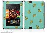Anchors Away Seafoam Green Decal Style Skin fits 2012 Amazon Kindle Fire HD 7 inch