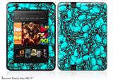 Scattered Skulls Neon Teal Decal Style Skin fits 2012 Amazon Kindle Fire HD 7 inch