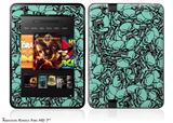Scattered Skulls Seafoam Green Decal Style Skin fits 2012 Amazon Kindle Fire HD 7 inch