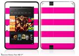 Kearas Psycho Stripes Hot Pink and White Decal Style Skin fits 2012 Amazon Kindle Fire HD 7 inch