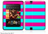 Kearas Psycho Stripes Neon Teal and Hot Pink Decal Style Skin fits 2012 Amazon Kindle Fire HD 7 inch