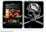 Chrome Skull on Black Decal Style Skin fits 2012 Amazon Kindle Fire HD 7 inch