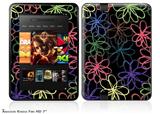 Kearas Flowers on Black Decal Style Skin fits 2012 Amazon Kindle Fire HD 7 inch