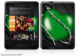 Barbwire Heart Green Decal Style Skin fits 2012 Amazon Kindle Fire HD 7 inch