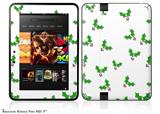 Christmas Holly Leaves on White Decal Style Skin fits 2012 Amazon Kindle Fire HD 7 inch