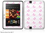 Pastel Butterflies Pink on White Decal Style Skin fits 2012 Amazon Kindle Fire HD 7 inch