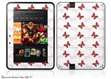 Pastel Butterflies Red on White Decal Style Skin fits 2012 Amazon Kindle Fire HD 7 inch