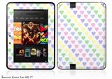 Pastel Hearts on White Decal Style Skin fits 2012 Amazon Kindle Fire HD 7 inch