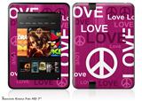 Love and Peace Hot Pink Decal Style Skin fits 2012 Amazon Kindle Fire HD 7 inch