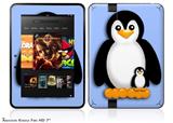 Penguins on Blue Decal Style Skin fits 2012 Amazon Kindle Fire HD 7 inch
