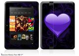 Glass Heart Grunge Purple Decal Style Skin fits 2012 Amazon Kindle Fire HD 7 inch