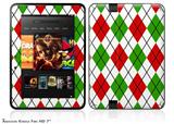 Argyle Red and Green Decal Style Skin fits 2012 Amazon Kindle Fire HD 7 inch