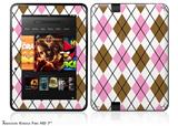 Argyle Pink and Brown Decal Style Skin fits 2012 Amazon Kindle Fire HD 7 inch
