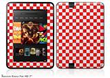 Checkered Canvas Red and White Decal Style Skin fits 2012 Amazon Kindle Fire HD 7 inch