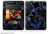 Twisted Garden Gray and Blue Decal Style Skin fits 2012 Amazon Kindle Fire HD 7 inch