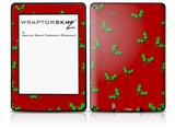Christmas Holly Leaves on Red - Decal Style Skin fits Amazon Kindle Paperwhite (Original)