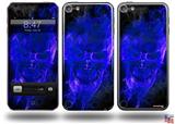 Flaming Fire Skull Blue Decal Style Vinyl Skin - fits Apple iPod Touch 5G (IPOD NOT INCLUDED)