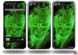 Flaming Fire Skull Green Decal Style Vinyl Skin - fits Apple iPod Touch 5G (IPOD NOT INCLUDED)