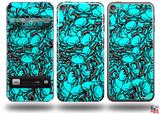 Scattered Skulls Neon Teal Decal Style Vinyl Skin - fits Apple iPod Touch 5G (IPOD NOT INCLUDED)