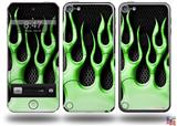 Metal Flames Green Decal Style Vinyl Skin - fits Apple iPod Touch 5G (IPOD NOT INCLUDED)