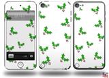 Christmas Holly Leaves on White Decal Style Vinyl Skin - fits Apple iPod Touch 5G (IPOD NOT INCLUDED)