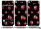 Strawberries on Black Decal Style Vinyl Skin - fits Apple iPod Touch 5G (IPOD NOT INCLUDED)