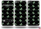 Pastel Butterflies Green on Black Decal Style Vinyl Skin - fits Apple iPod Touch 5G (IPOD NOT INCLUDED)