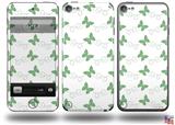 Pastel Butterflies Green on White Decal Style Vinyl Skin - fits Apple iPod Touch 5G (IPOD NOT INCLUDED)