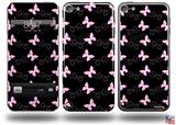 Pastel Butterflies Pink on Black Decal Style Vinyl Skin - fits Apple iPod Touch 5G (IPOD NOT INCLUDED)