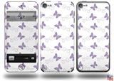 Pastel Butterflies Purple on White Decal Style Vinyl Skin - fits Apple iPod Touch 5G (IPOD NOT INCLUDED)