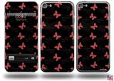 Pastel Butterflies Red on Black Decal Style Vinyl Skin - fits Apple iPod Touch 5G (IPOD NOT INCLUDED)