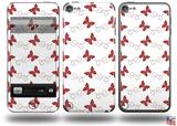 Pastel Butterflies Red on White Decal Style Vinyl Skin - fits Apple iPod Touch 5G (IPOD NOT INCLUDED)