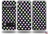 Pastel Hearts on Black Decal Style Vinyl Skin - fits Apple iPod Touch 5G (IPOD NOT INCLUDED)