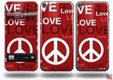Love and Peace Red Decal Style Vinyl Skin - fits Apple iPod Touch 5G (IPOD NOT INCLUDED)
