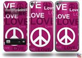 Love and Peace Hot Pink Decal Style Vinyl Skin - fits Apple iPod Touch 5G (IPOD NOT INCLUDED)