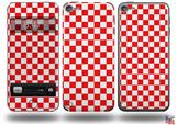 Checkered Canvas Red and White Decal Style Vinyl Skin - fits Apple iPod Touch 5G (IPOD NOT INCLUDED)