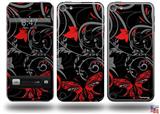 Twisted Garden Gray and Red Decal Style Vinyl Skin - fits Apple iPod Touch 5G (IPOD NOT INCLUDED)